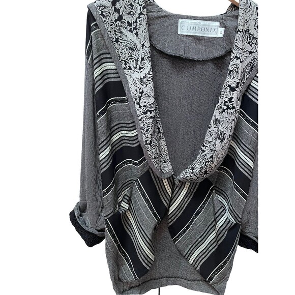 Vintage 90s Women Componix Marsha Brander Sz 8 Black Gray Avant Garde Artsy - Picture 3 of 8